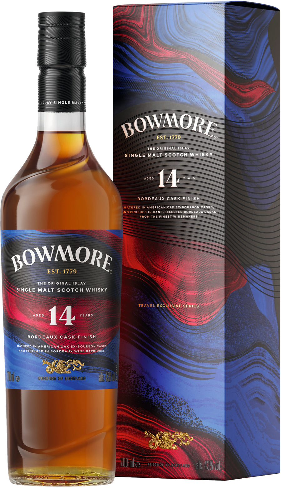 Bowmore 14 Year Old Bordeaux Cask – Islay Single Malt Scotch Whisky w Gift Box (700 ml)