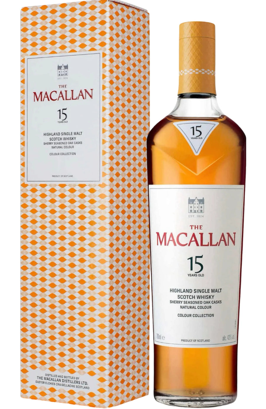 The Macallan 15 Year Old – Highland Single Malt Scotch Whisky w Gift Box  (700 ml)